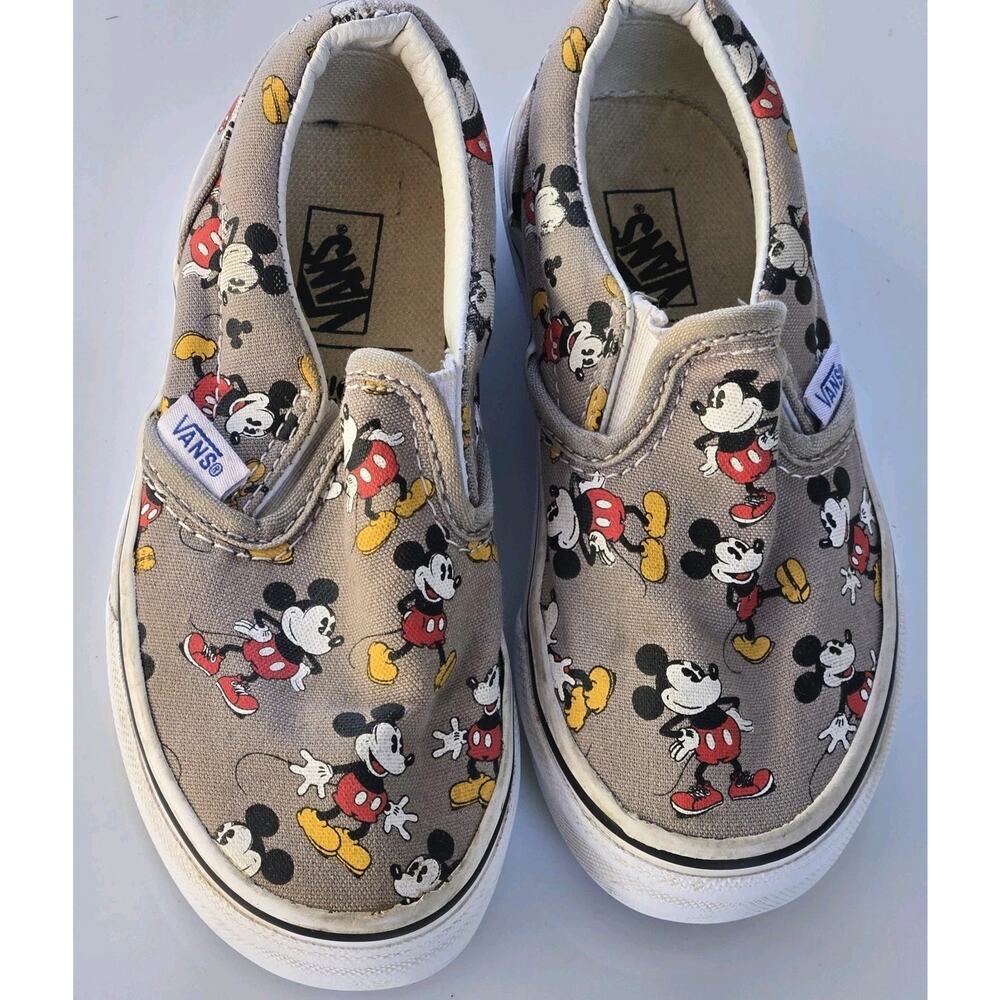 Vans x Disney Mickey Mouse Gray Toddler Boys Girls Slip On Sneaker Size 10.5c